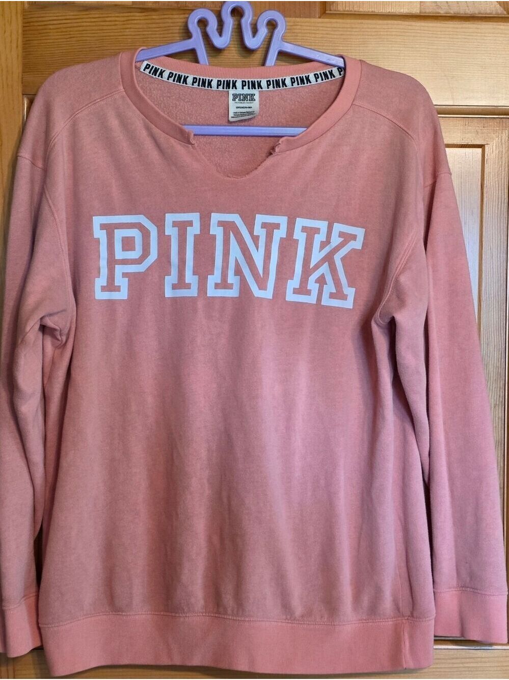 Victoria's Secret PINK Cropped Crewneck Sweatshirt in Dusty Coral